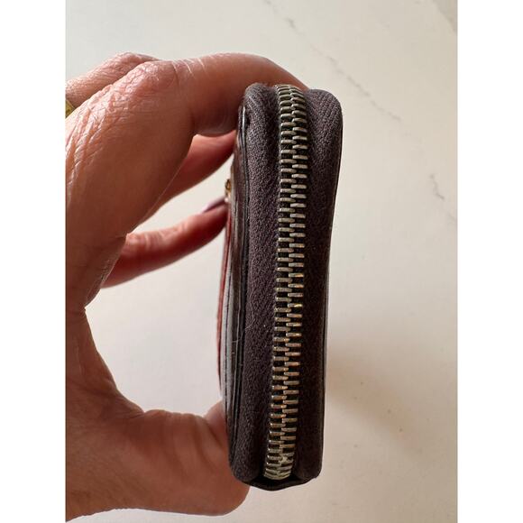 Bally Brown Leather Zip Coin Wallet with Ribbon Accent - Picture 5 of 10